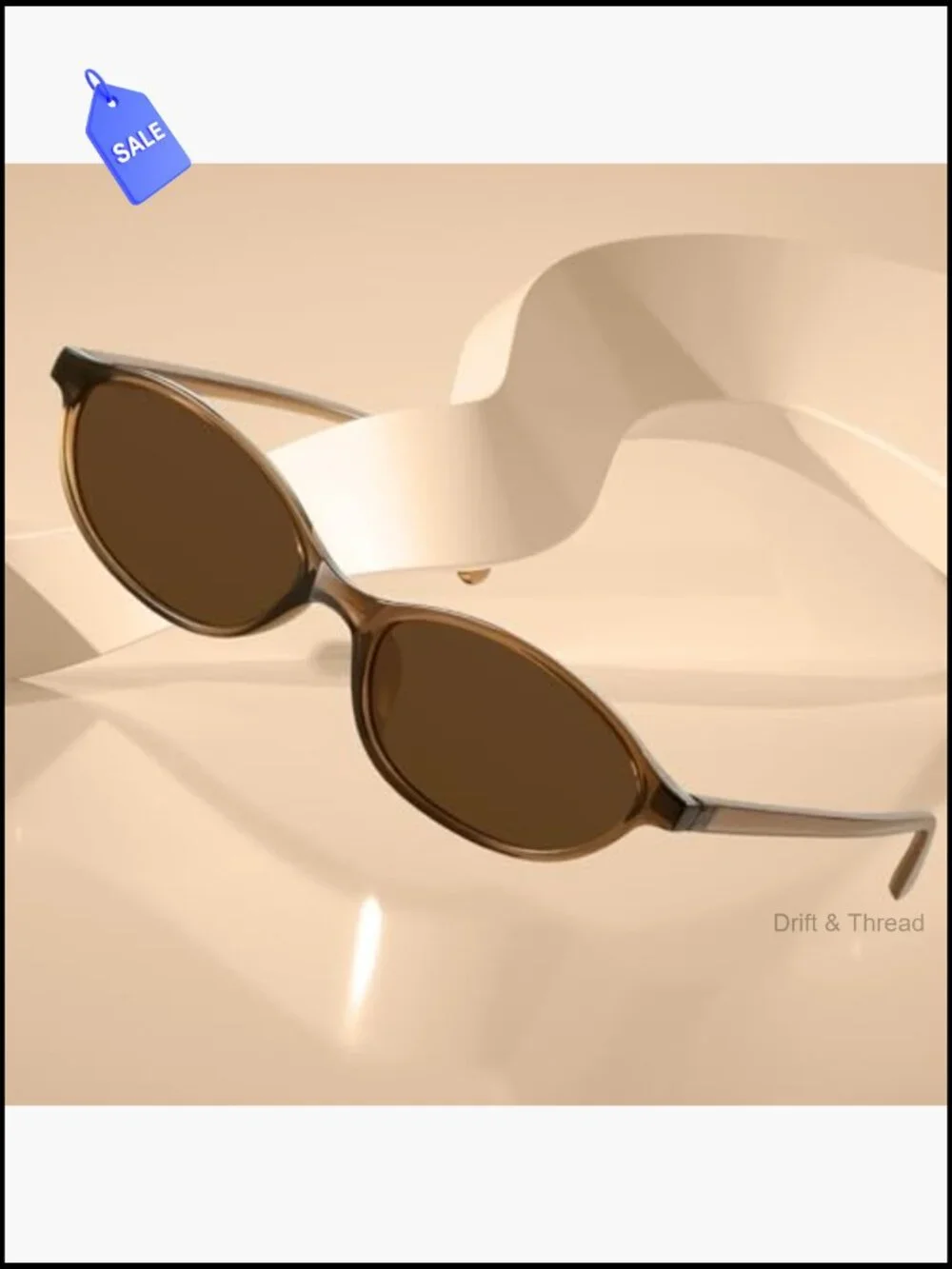 Retro Oval Cat Eye Sunglasses - 90s Y2K Narrow Shades UV Protection for Women